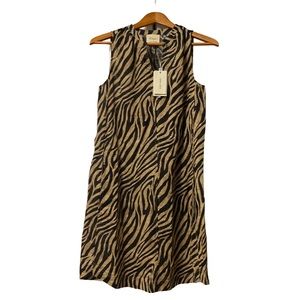 Elie Tahari Sleeveless 100% European Linen Dress Tiger Print & Side Pockets
S/P